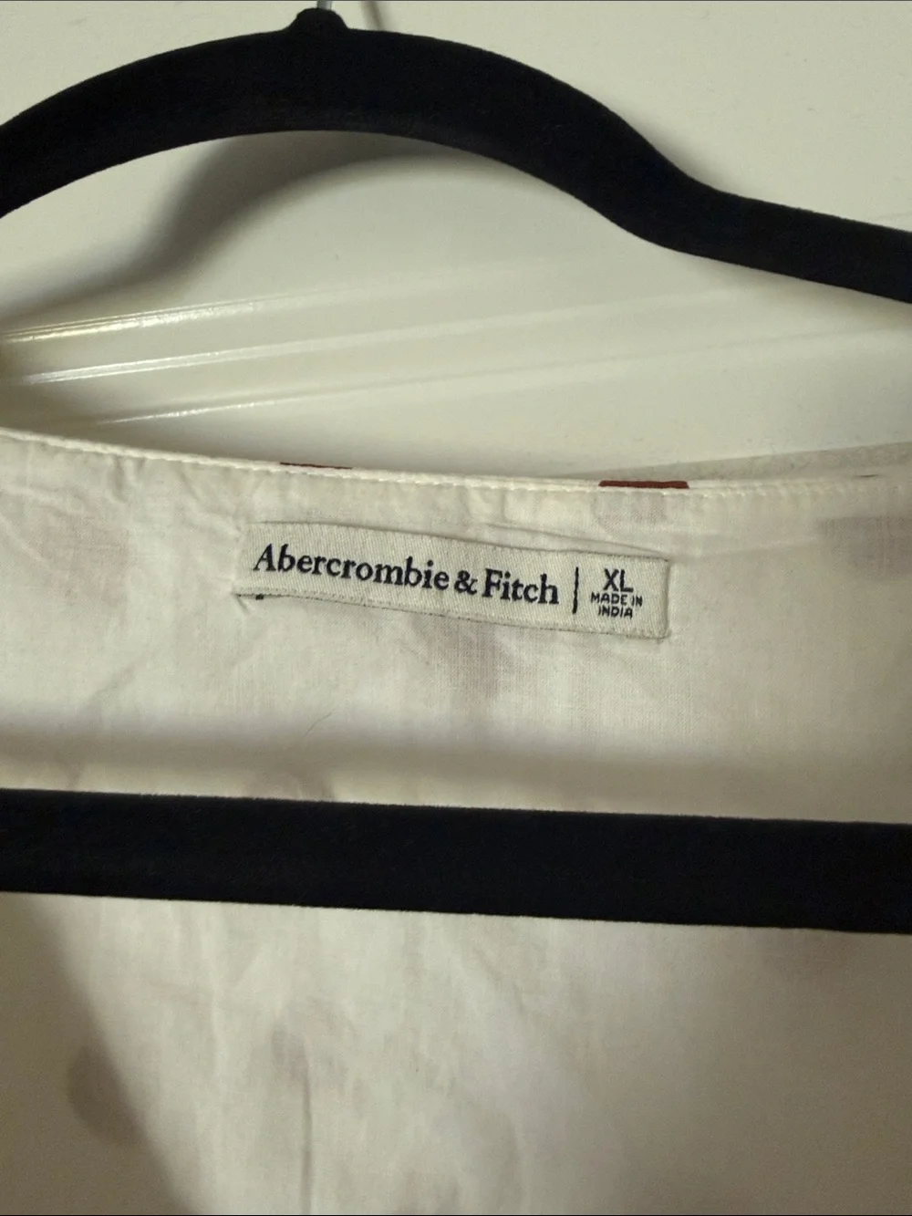 Abercrombie & Fitch White Crop Top with Rust Polka Dots and Tie Front